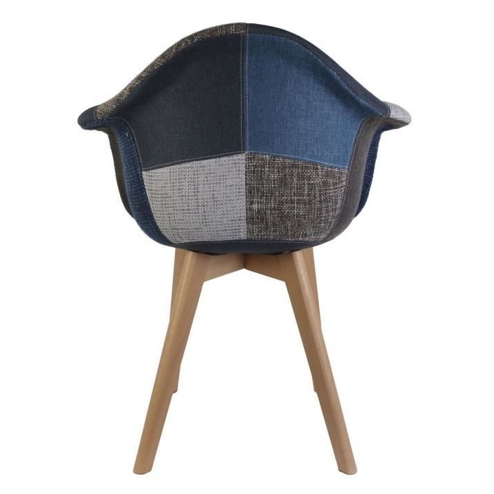 Lot de 2 fauteuils - Bleu gris - L 59 x 85 x P 64.5 cm - PATCHWORK