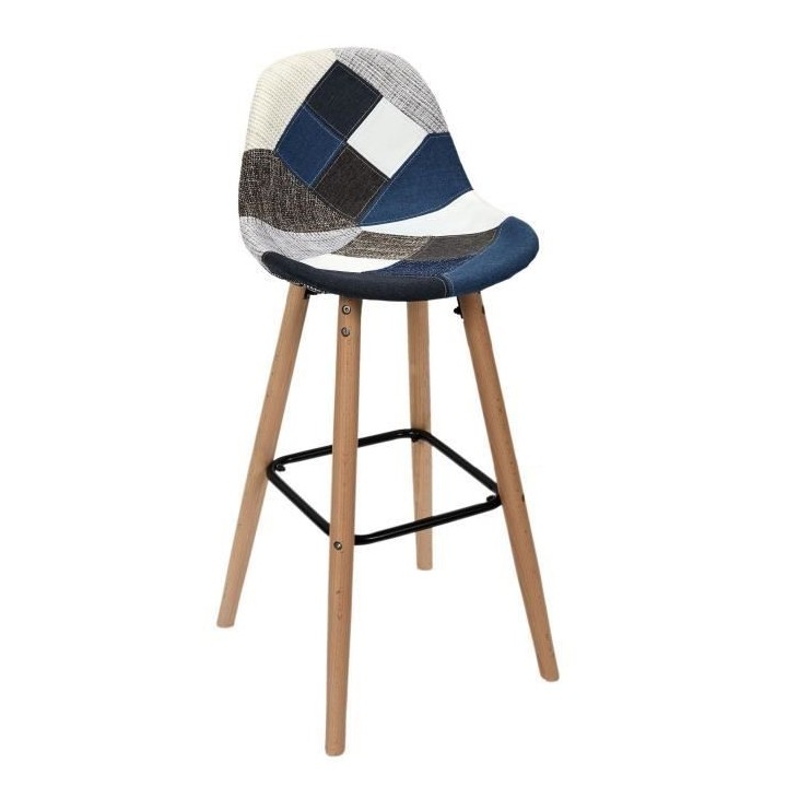 Lot de 2 Tabourets de bar - Bleu gris - PATCHWORK