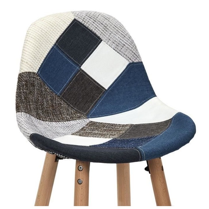 Lot de 2 Tabourets de bar - Bleu gris - PATCHWORK