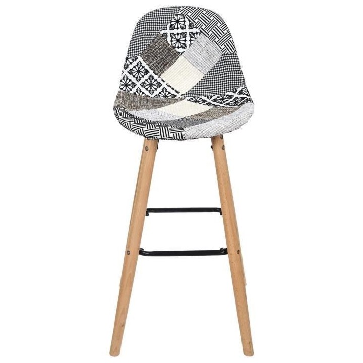 Lot de 2 Tabourets de bar - Gris - PATCHWORK