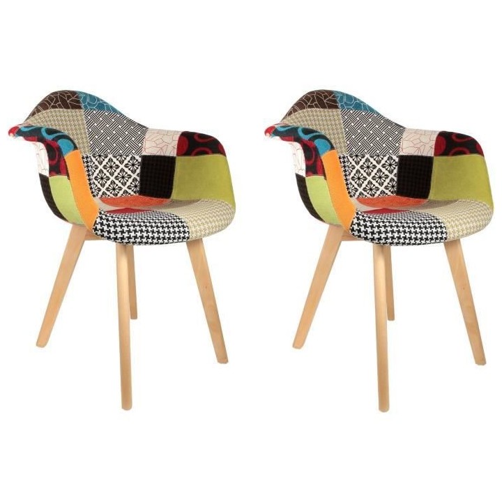 Lot de 2 Fauteuils scandinave - Tissu - L 62 x P 60.5 x H 86 cm - PATC