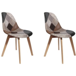 Lot de 2 Chaises - Simili - L 46 x P 85 x H 55 cm - PATCHWORK