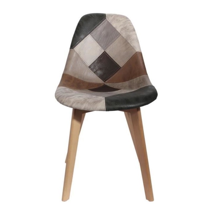 Lot de 2 Chaises - Simili - L 46 x P 85 x H 55 cm - PATCHWORK