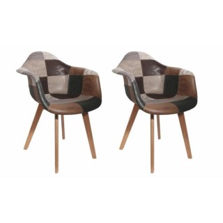 Lot de 2 Fauteuils - Simili - L 62 x P 84 x H 59 cm - PATCHWORK