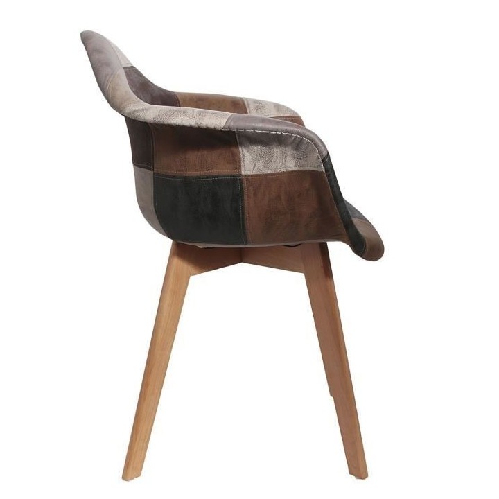 Lot de 2 Fauteuils - Simili - L 62 x P 84 x H 59 cm - PATCHWORK