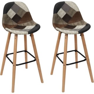 Lot de 2 Tabourets de bar - Simili - PATCHWORK