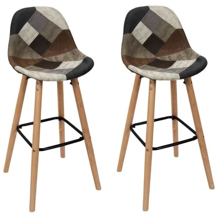 Lot de 2 Tabourets de bar - Simili - PATCHWORK