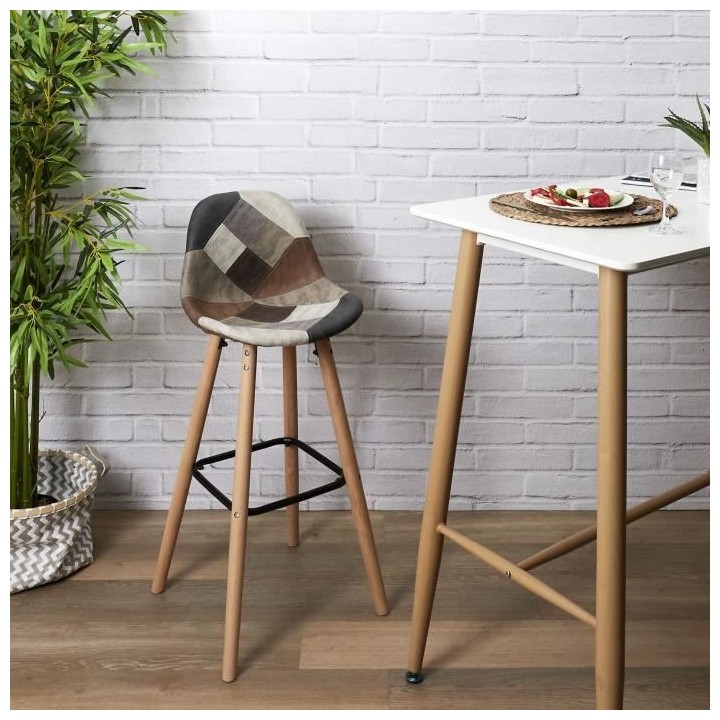 Lot de 2 Tabourets de bar - Simili - PATCHWORK
