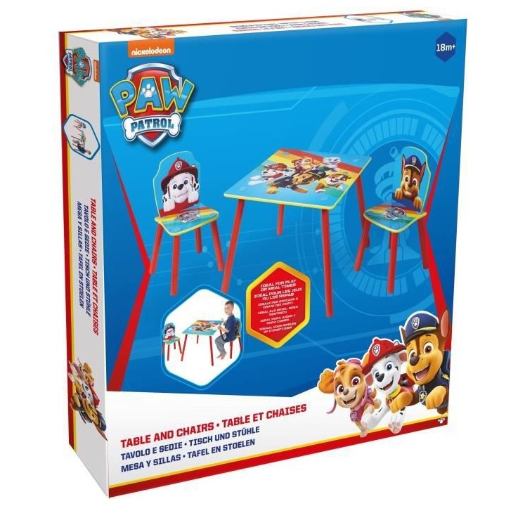 LA PAT PATROUILLE Ensemble table et 2 chaises pour enfants