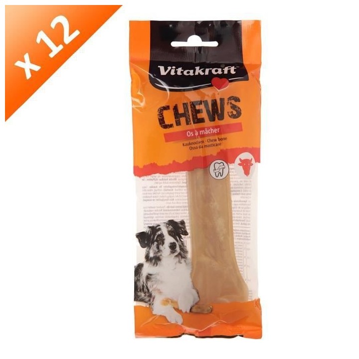 VITAKRAFT Os pressé Dental 16 cm - Lot de 12 Os pour chien