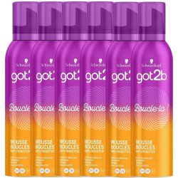 SCHWARZKOPF Got2b - Mousse coiffante Cheveux - Boucle-la - Définition des Boucles - Aérosol 250 ml - Lot de 6