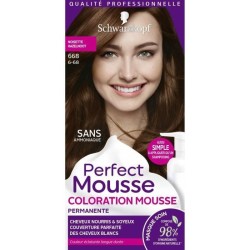 SCHWARZKOPF Perfect Mousse - Coloration Cheveux - Mousse permanente sans Ammoniaque - Noisette 668 - Lot de 3