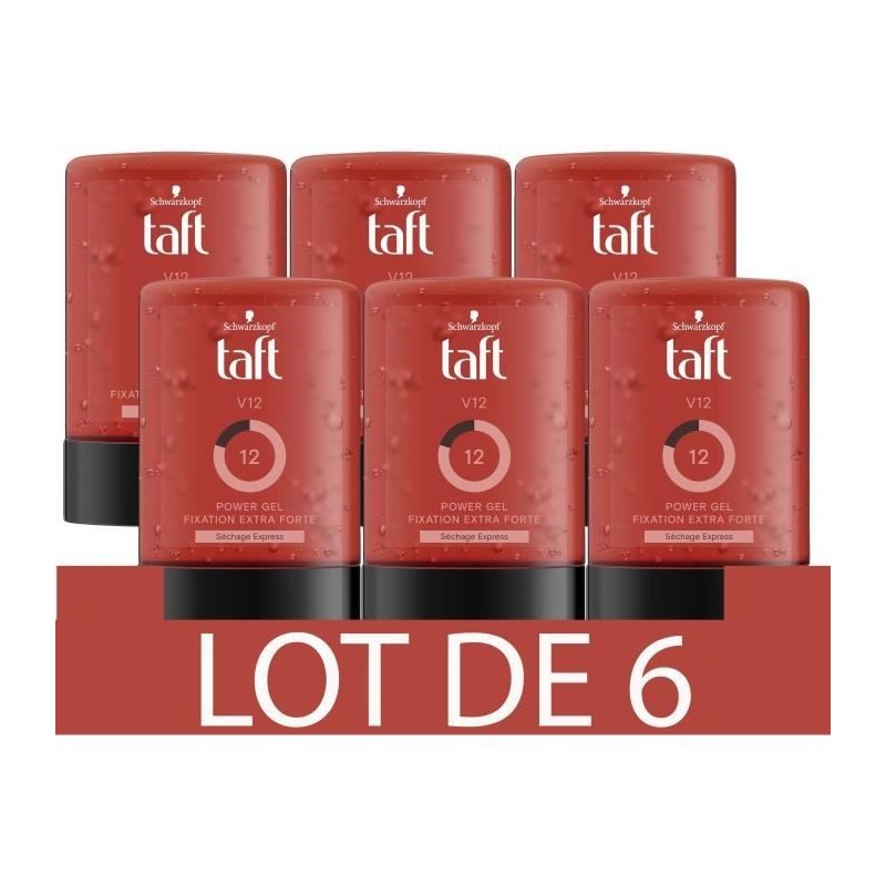 SCHWARZKOPF Taft - Gel Cheveux - V12 Power Gel - Fixation forte - 300 ml - Lot de 6