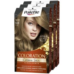 SCHWARZKOPF Palette - Coloration permanente Cheveux - Creme Soin - Tenue 8 semaines - Blond foncé 500 - Lot de 3