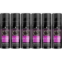 SCHWARZKOPF Retouche Racines Cheveux Blancs - Spray masquant Temporaire Racines Cheveux - Noir - Lot de 6