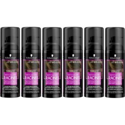 SCHWARZKOPF Retouche Racines Cheveux Blancs - Spray masquant Temporaire Racines Cheveux - Châtain foncé - Lot de 6