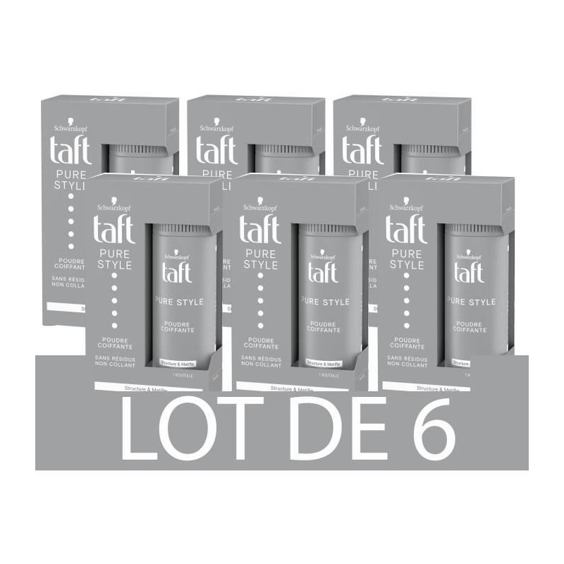 SCHWARZKOPF Taft - Poudre coiffante Cheveux - Pure Style - Longue Durée - 10 g - Lot de 6