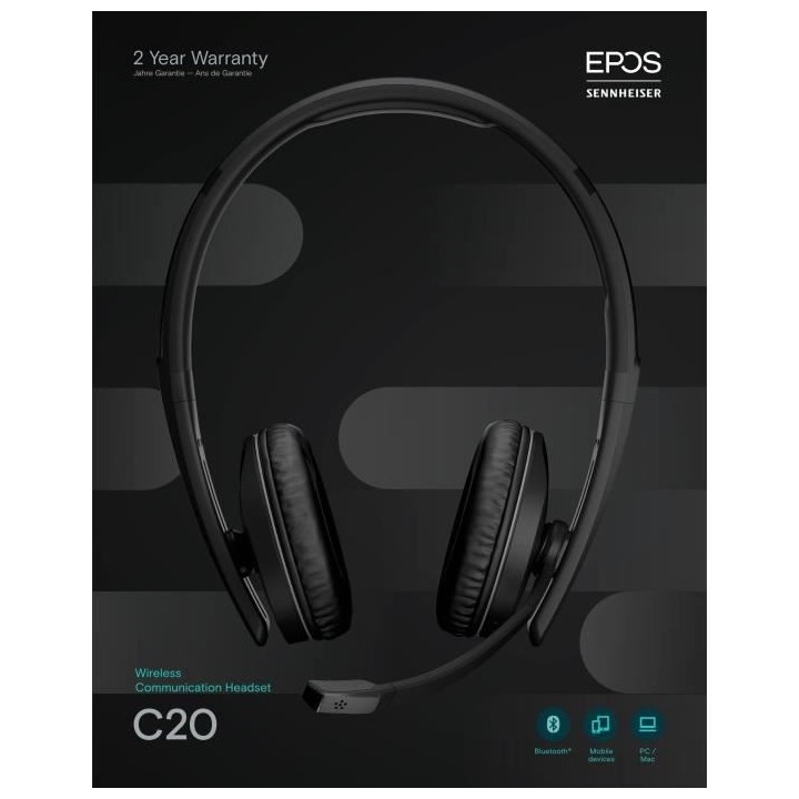 Casque-Micro - EPOS - C20 - Sans Fil - Multiplateforme - Noir