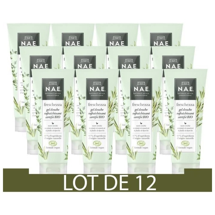 N.A.E. Gel douche - Rafraîchissant - Freschezza - 200 ml - Lot de 12
