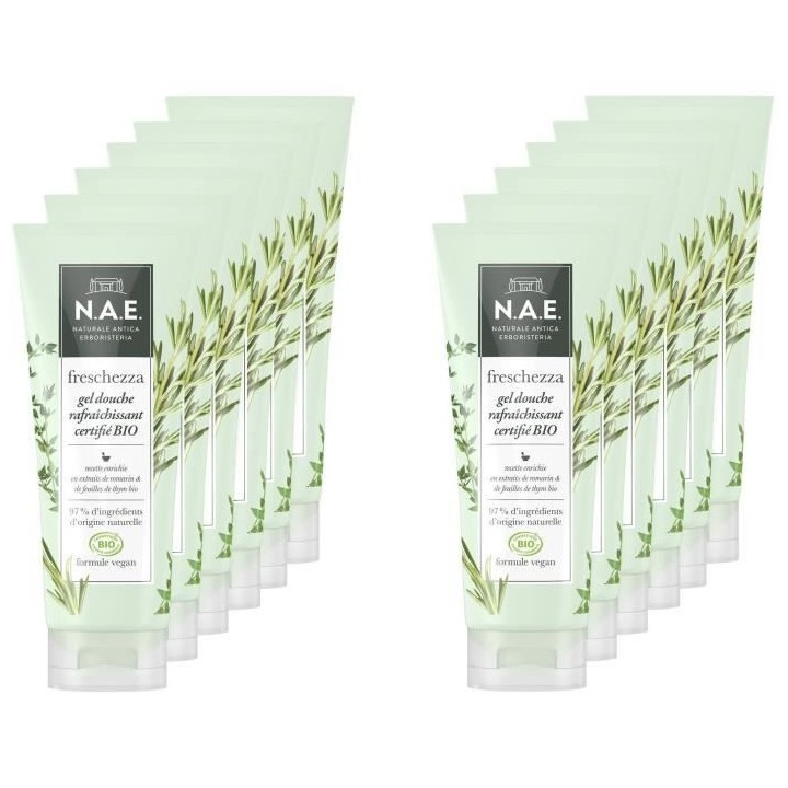 N.A.E. Gel douche - Rafraîchissant - Freschezza - 200 ml - Lot de 12