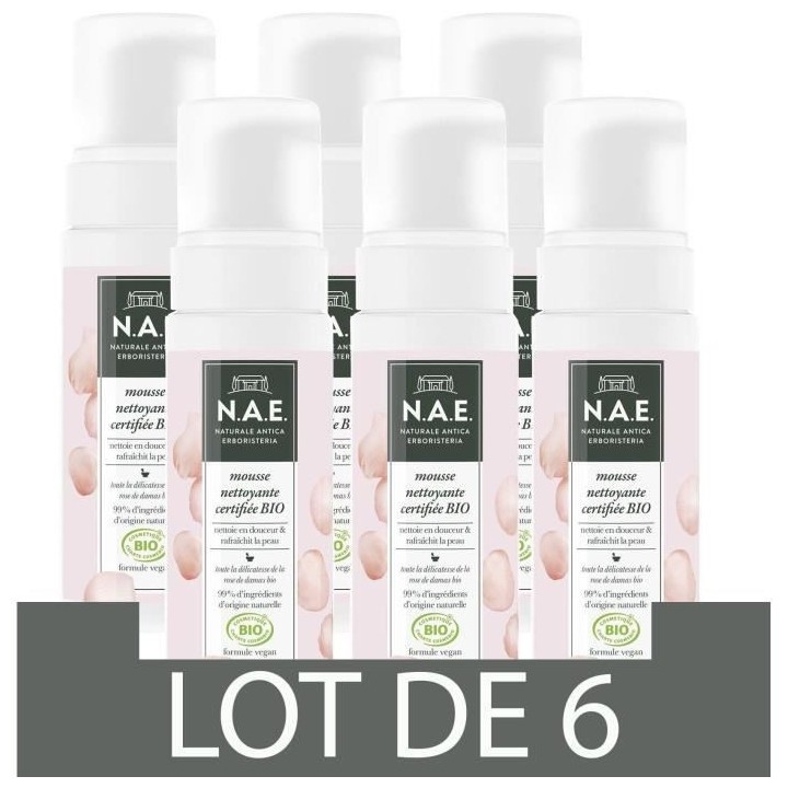 N.A.E. Mousse Démaquillante Nettoyante Visage - Enrichi en Eau de Ros