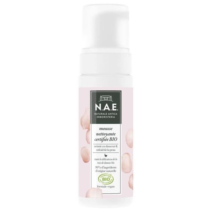 N.A.E. Mousse Démaquillante Nettoyante Visage - Enrichi en Eau de Ros
