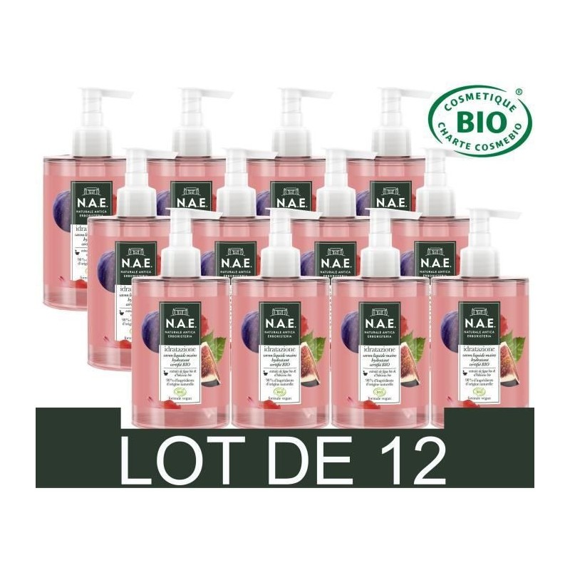 N.A.E. Savon Liquide Mains - Certifié Bio - Hydratant - Idratazione - 300 ml - Lot de 12