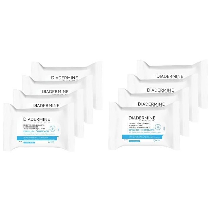 DIADERMINE Lingettes Démaquillantes Visage, Yeux et Levres - Express