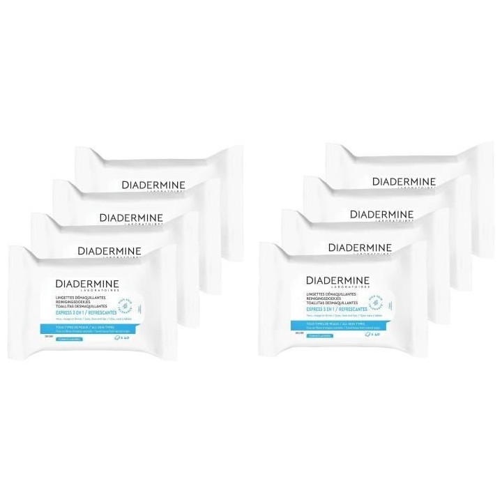 DIADERMINE Lingettes Démaquillantes Visage, Yeux et Levres - Express