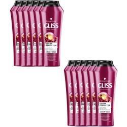 Shampooing Gliss Schwarzkopf Color Perfector Cheveux colorés/méchés 250ml Lot de 12