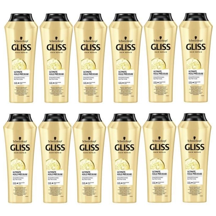 Shampooing Gliss Schwarzkopf Cheveux secs/tres abîmés Huile de Soin