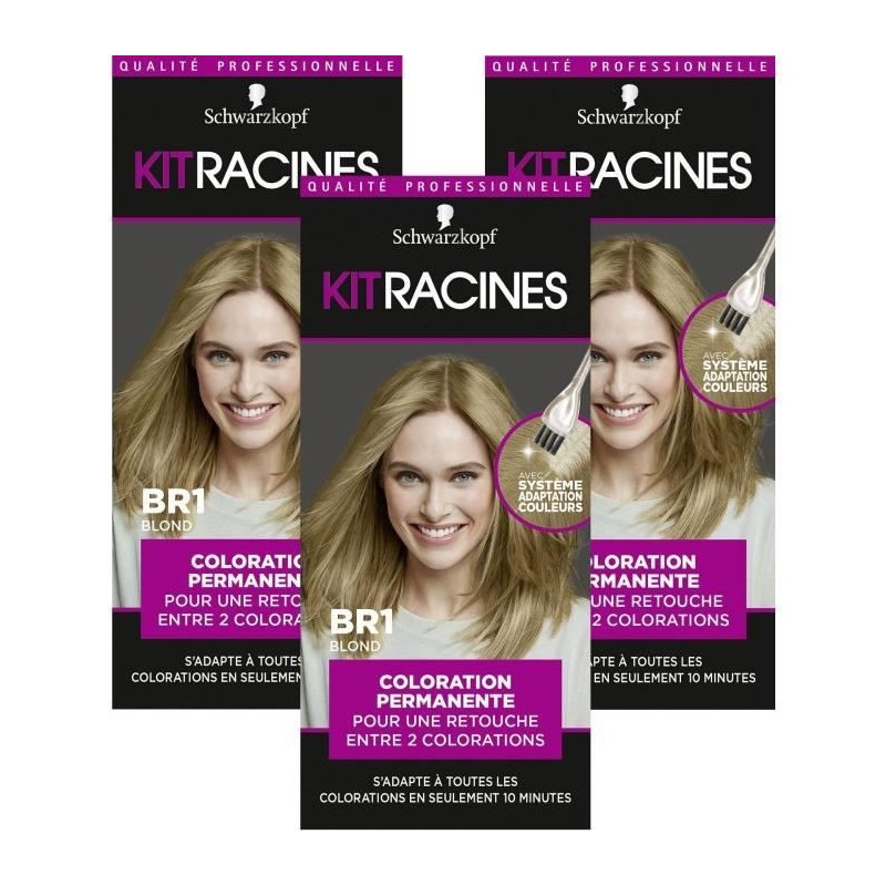 SCHWARZKOPF Kit Racines - Coloration Racines Cheveux permanente - Blond BR1 - Lot de 3