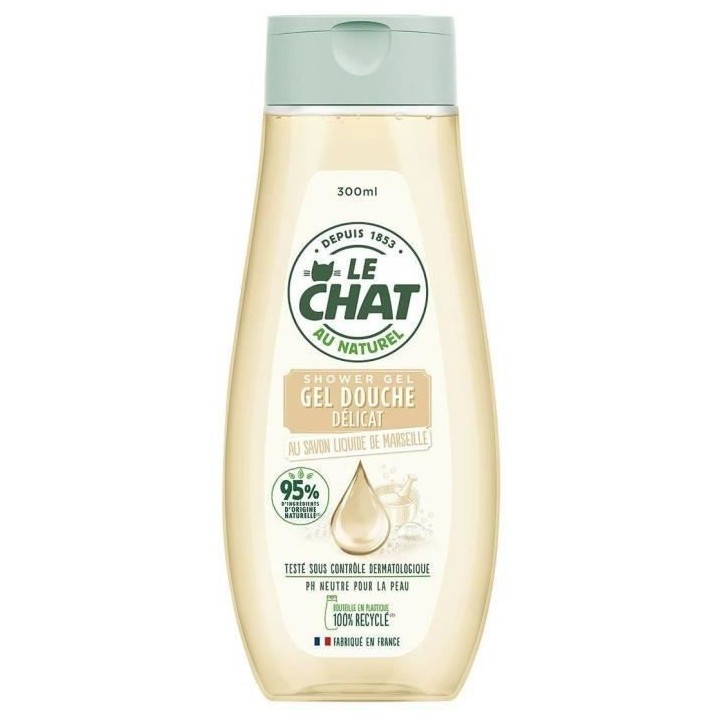LE CHAT Gel douche Corps délicat - Au Savon Liquide de Marseille - 30