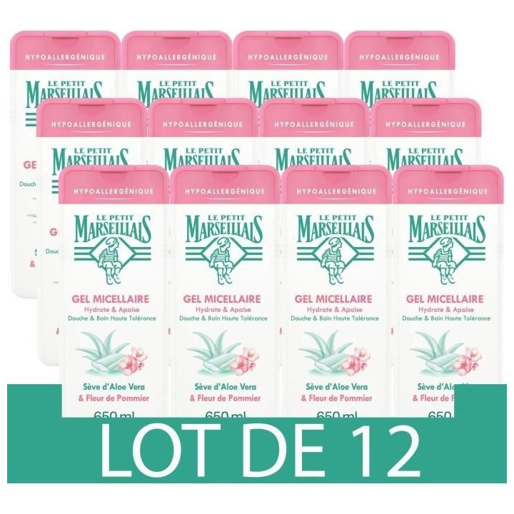 [Lot de 12] LE PETIT MARSEILLAIS Douche Bain Gel micellaire - Aloe Fle