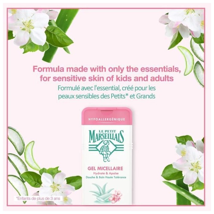 [Lot de 12] LE PETIT MARSEILLAIS Douche Bain Gel micellaire - Aloe Fle