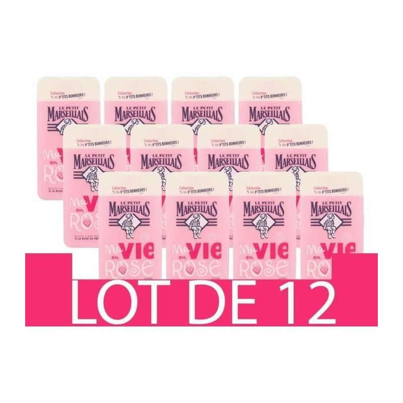 [Lot de 12] LE PETIT MARSEILLAIS Douche Creme Hydratante a la Rose Provence - 250 ml