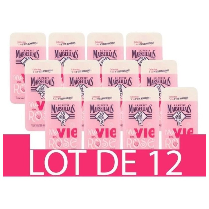 [Lot de 12] LE PETIT MARSEILLAIS Douche Creme Hydratante a la Rose Pro