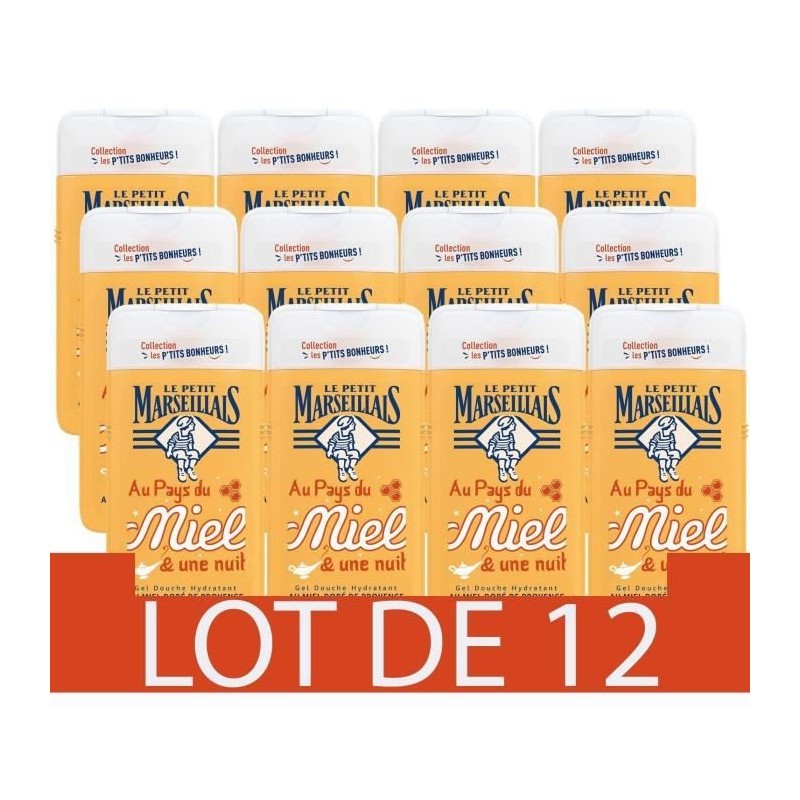 [Lot de 12] LE PETIT MARSEILLAIS Gel Douche Hydratant Au Miel de Provence - 250 ml