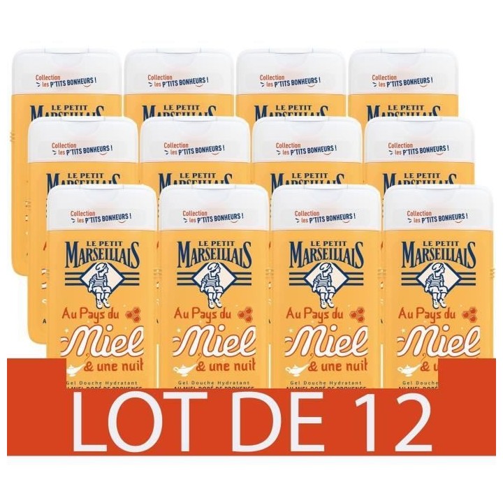 [Lot de 12] LE PETIT MARSEILLAIS Gel Douche Hydratant Au Miel de Prove
