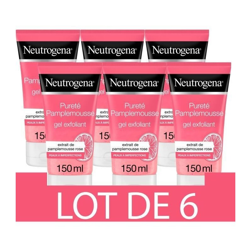 [Lot de 6] NEUTROGENA Visibly Clear Gel nettoyant Exfoliant - Pamplemousse Rose - 150ml