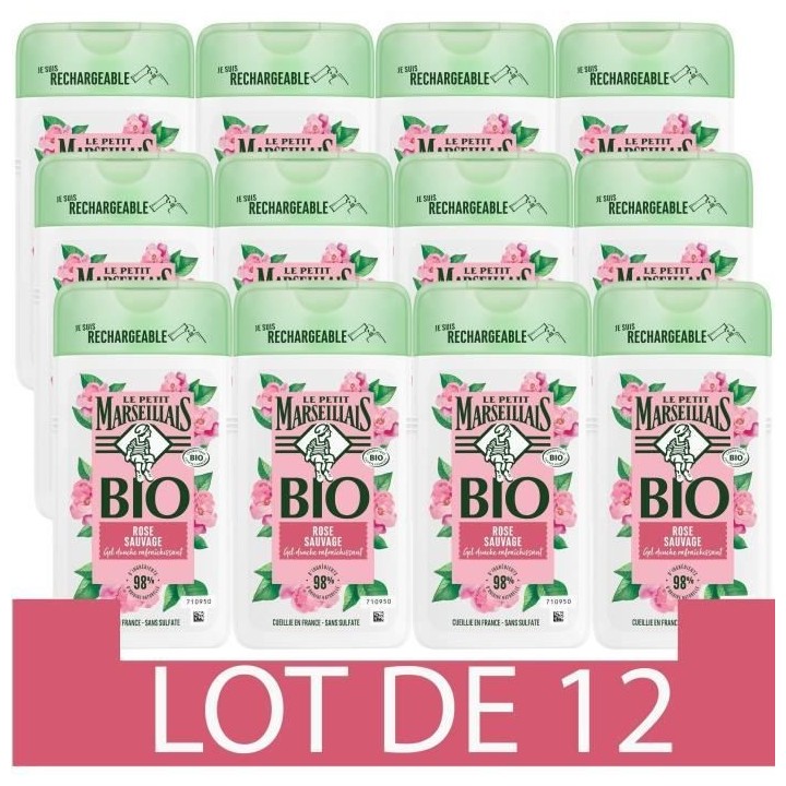 [Lot de 12] LE PETIT MARSEILLAIS Gel Douche Hydratant - Rose Sauvage -