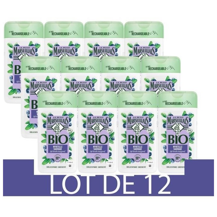 [Lot de 12] LE PETIT MARSEILLAIS Gel Douche Energisant - Myrtille Sauv