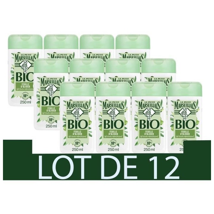 [Lot de 12] LE PETIT MARSEILLAIS Gel Douche Rafraichissant - Feuille O