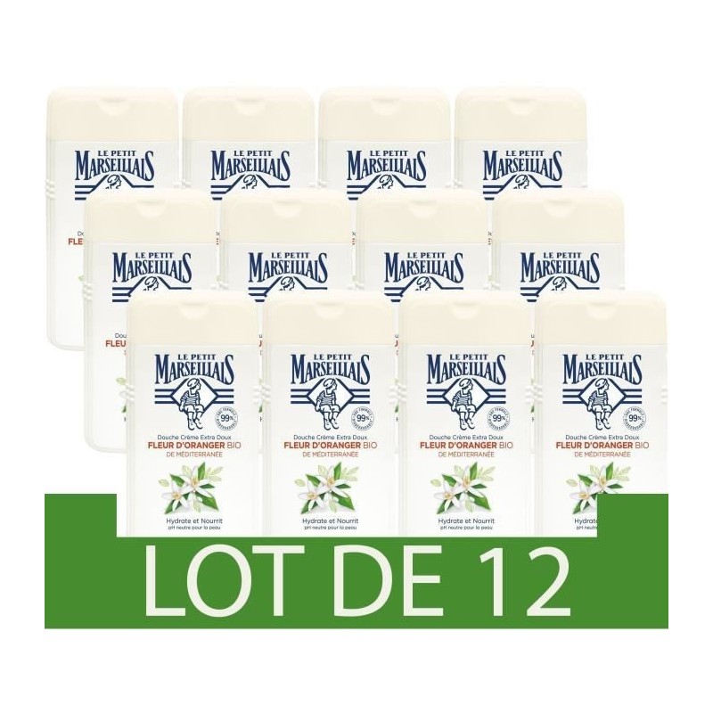 [Lot de 12] LE PETIT MARSEILLAIS Douche Creme Extra Doux - Fleur D'Oranger - 250 ml