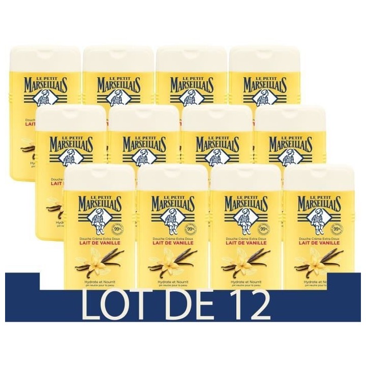 [Lot de 12] LE PETIT MARSEILLAIS Douche Creme Extra Doux - Lait de Van