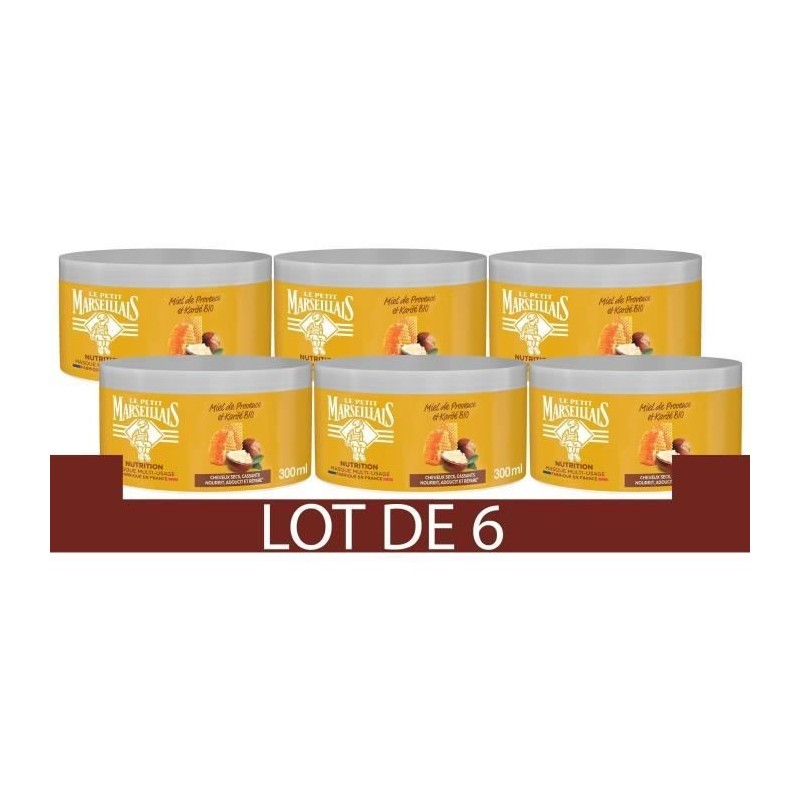 [Lot de 6] LE PETIT MARSEILLAIS Masque Nutrition Karite - Miel de Provence - 300ml