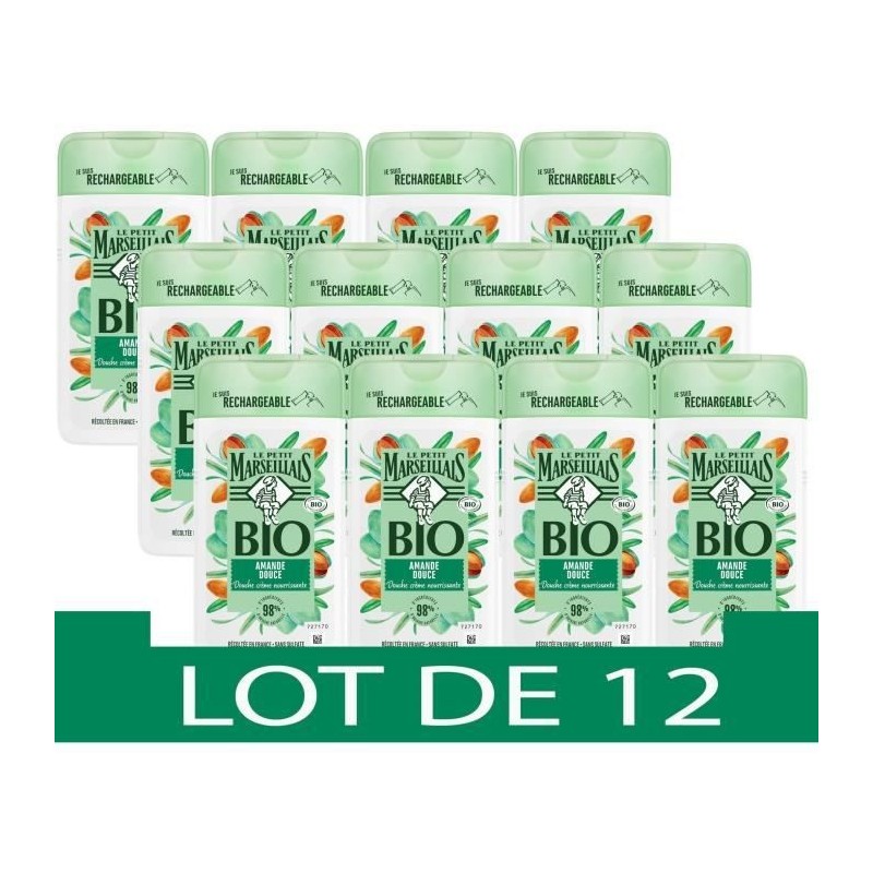 [Lot de 12] LE PETIT MARSEILLAIS Creme Douche - Amande douce - Bio - 250ml