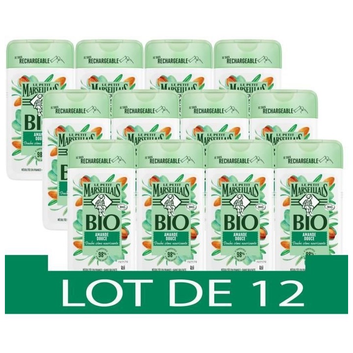 [Lot de 12] LE PETIT MARSEILLAIS Creme Douche - Amande douce - Bio - 2