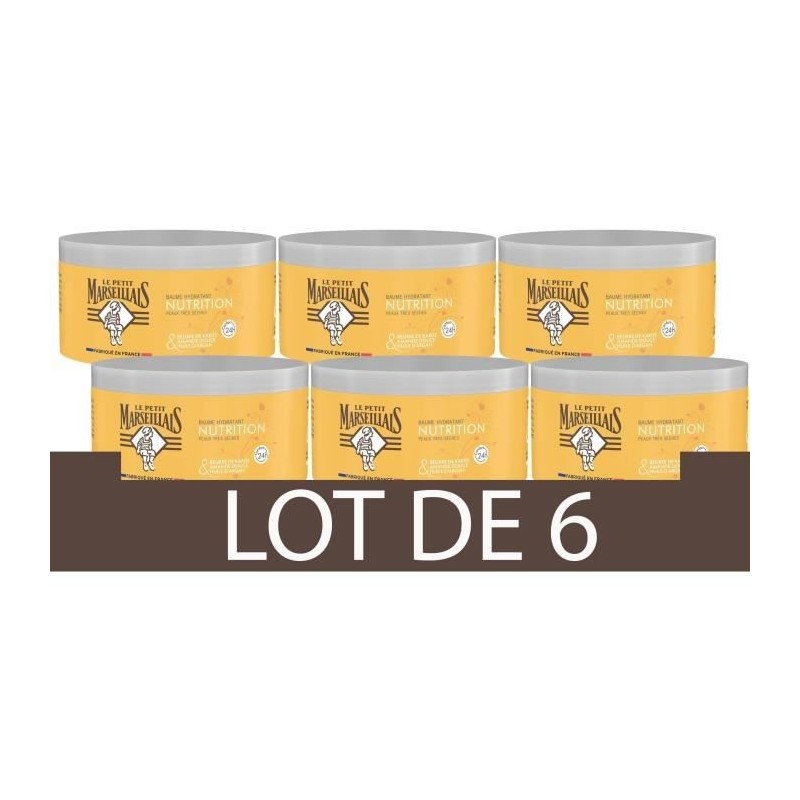 [Lot de 6] LE PETIT MARSEILLAIS Baume Nourrisant Peaux Seches - Karité Amande Argan - 300ml