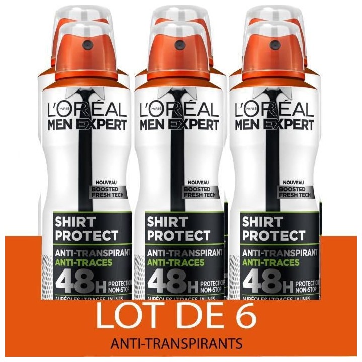 Déodorant Spray Shirt Protect L'OREAL Men Expert Anti-traces - 6x 200